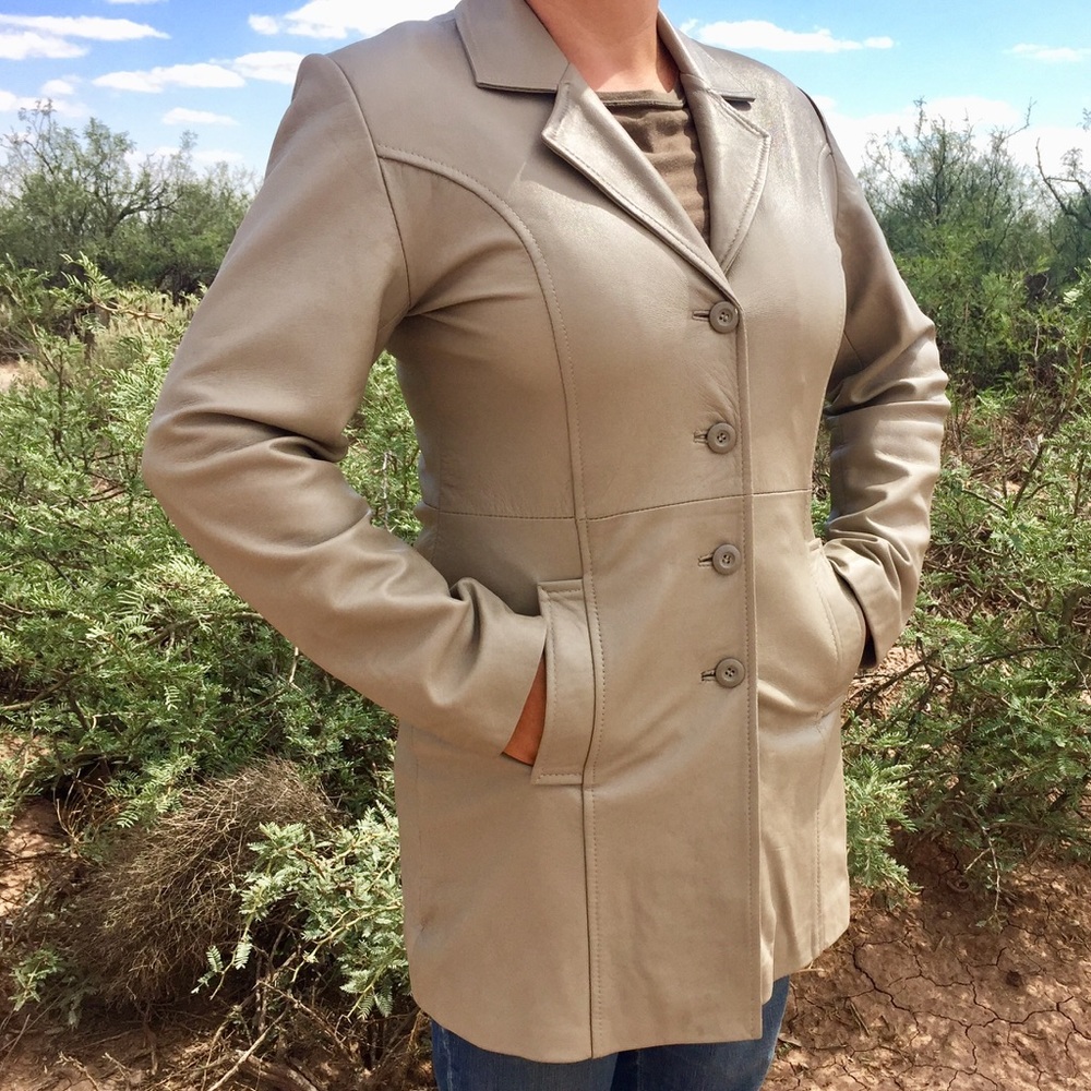 Beige leather jacket